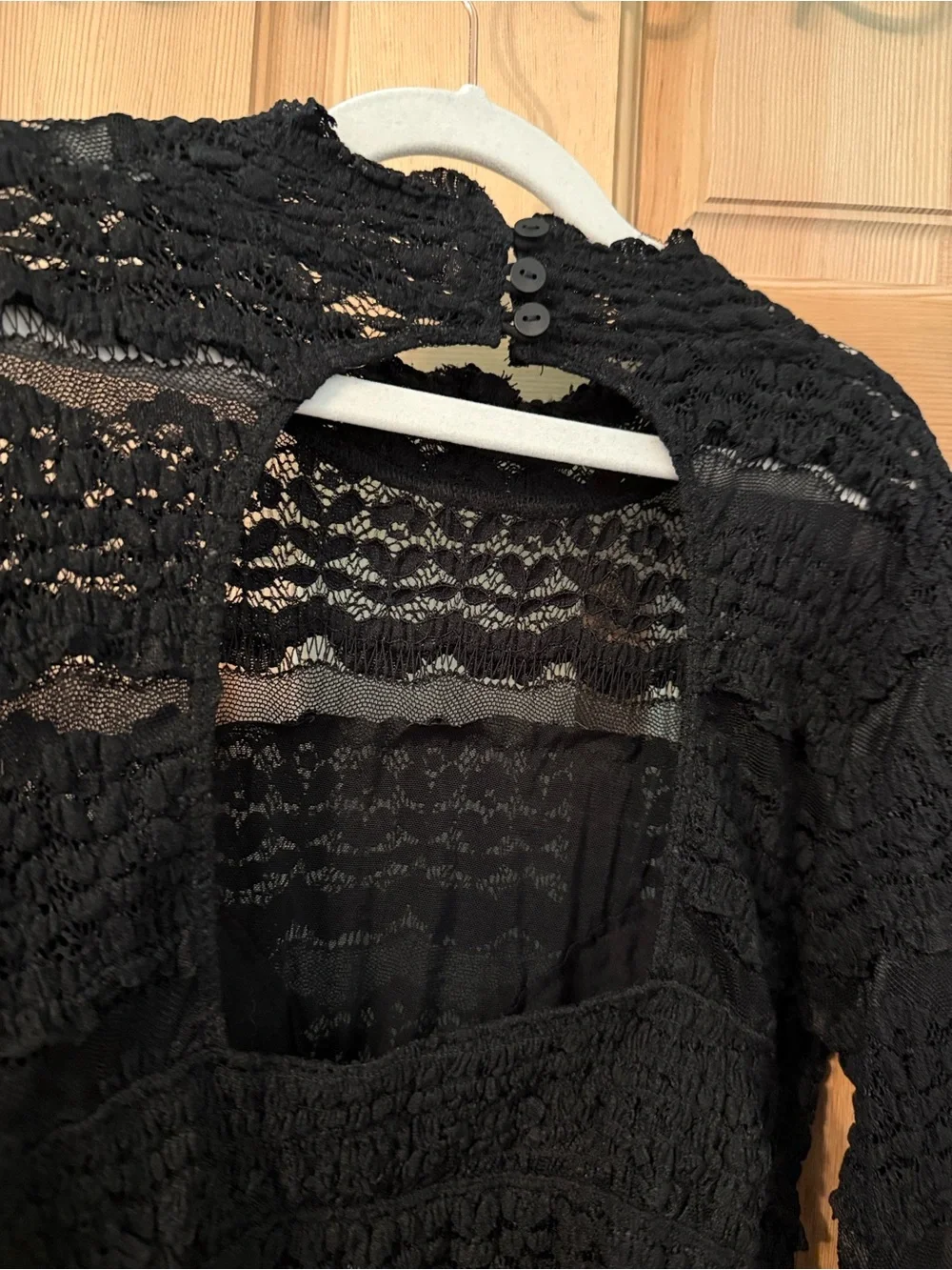 Free People x Intimately FP Angelina Lace Bodysuit in Black Large NWT
